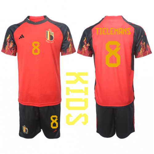 Fotballdrakt Barn Belgia Youri Tielemans #8 Hjemmedraktsett VM 2022 Kortermet (+ Korte bukser)